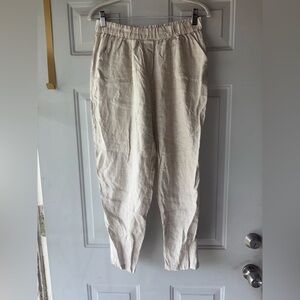 Cento Lino beige linen crop pants size M